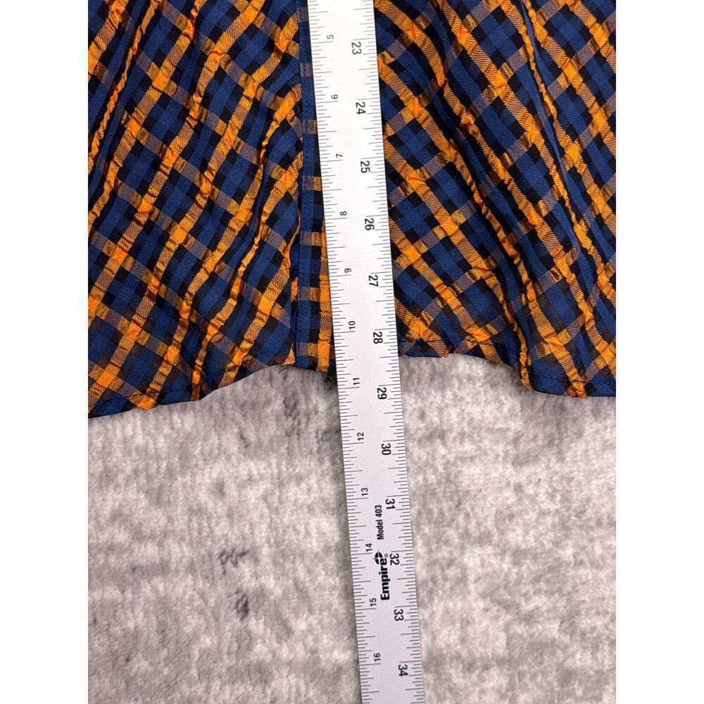 Eva Franco Navy and Orange Plaid Collarless Tunic Blouse- size 22w - Picture 6 of 8